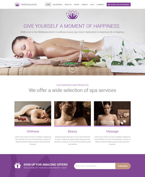 WellnessCenter Beauty Spa WordPress Theme 