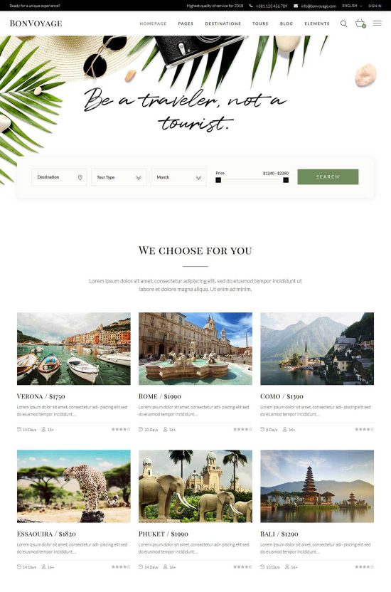 bonvoyage travel agency tour booking theme 