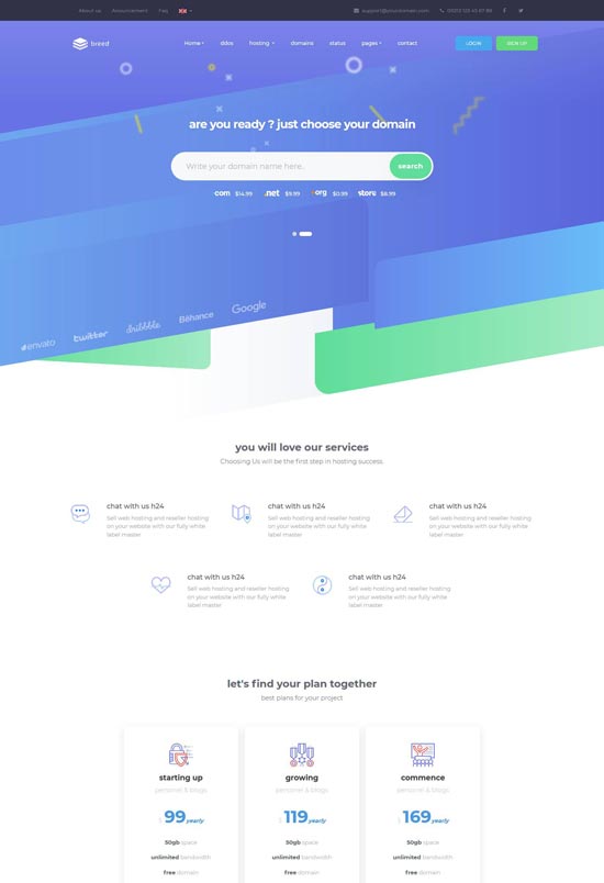 breed hosting html domain template