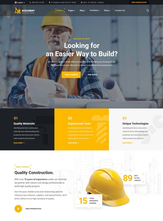 builderry construction wordpress theme