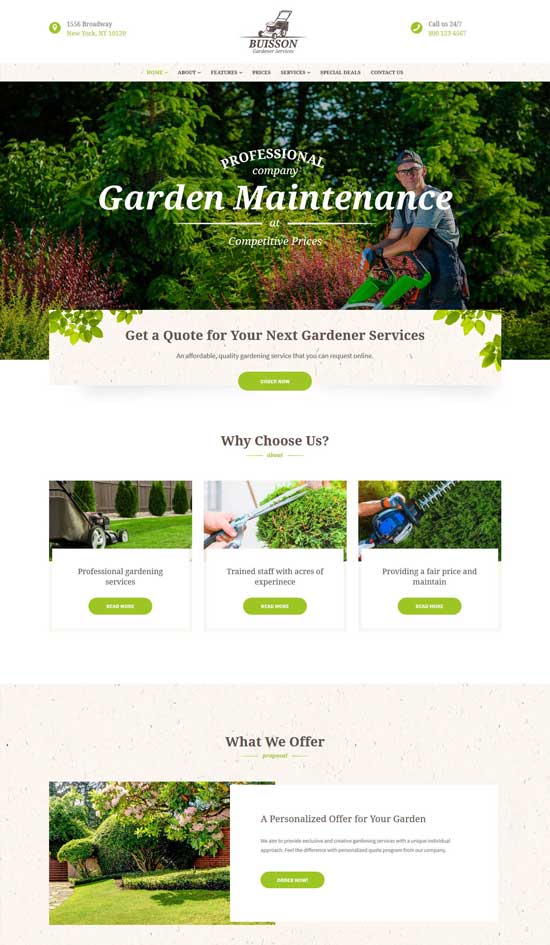 buisson gardening wordpress theme