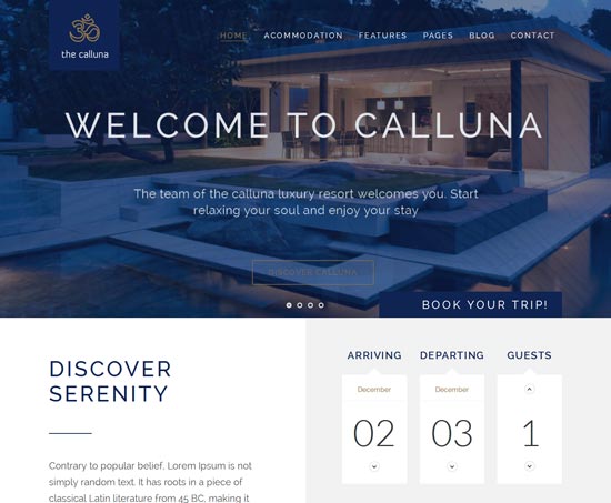 Hotel Calluna - Hotel & Resort & WordPress Theme 