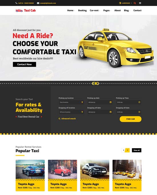 carrent hire html template