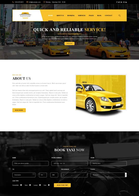 citytaxi bootstrap html template
