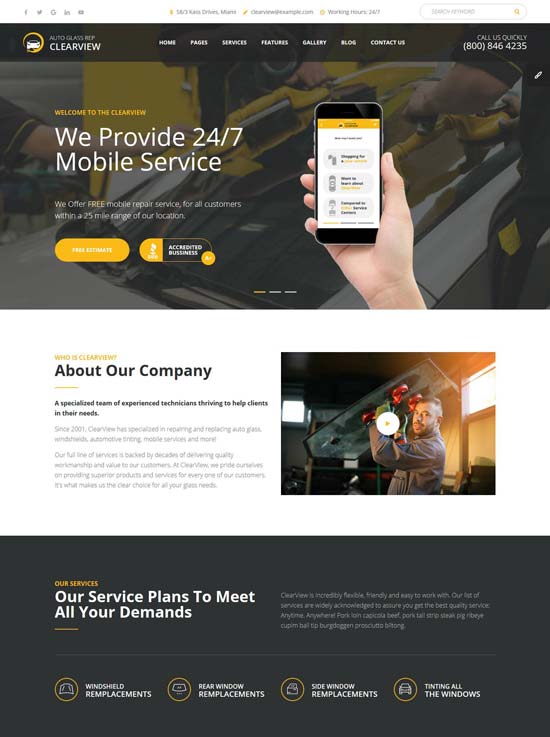 clearview auto repair html template