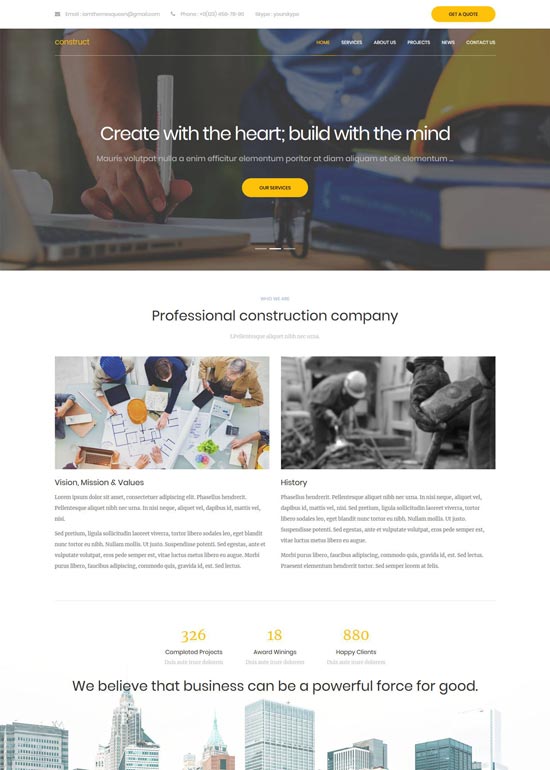 construct construction joomla template