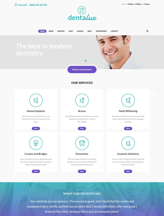 dentalux dentist site template
