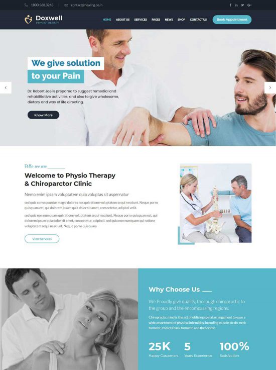 doxwell physical therapy wordpress theme 