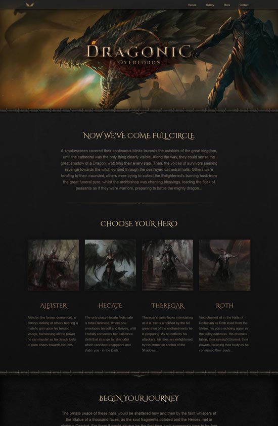 dragonic one page gaming template
