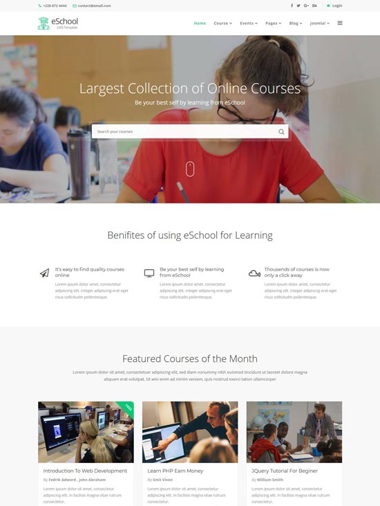 eschool education joomla lms template