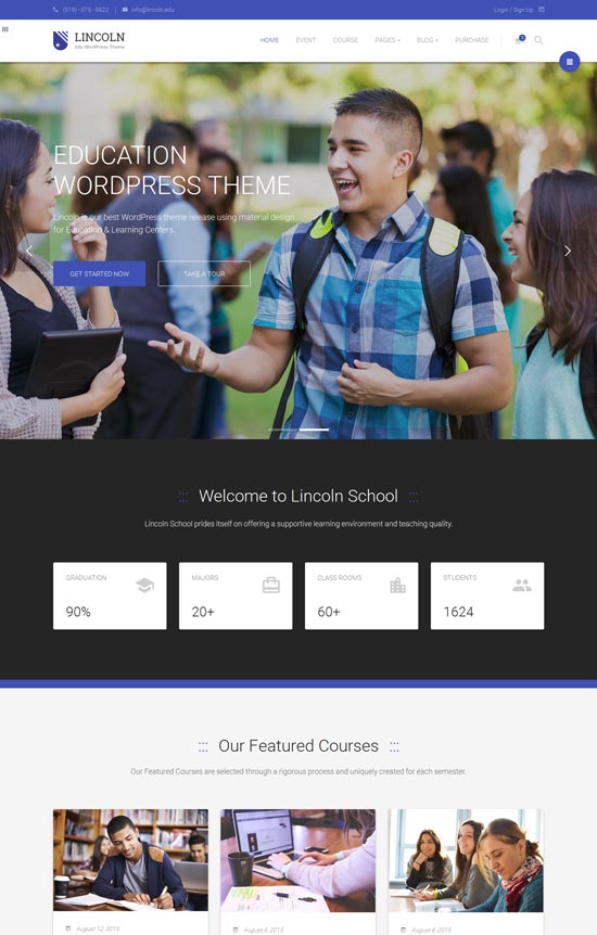 Lincoln - Education Material Design WordPress Theme 
