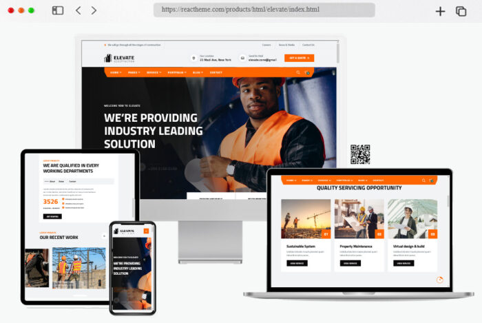elevate construction company website template