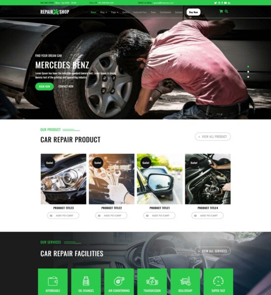 free car repair wordpress theme