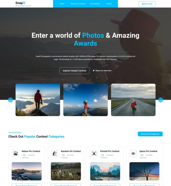 free snapx photography html template
