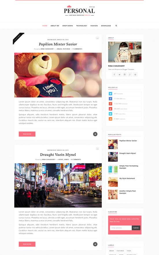 personal responsive blogger template