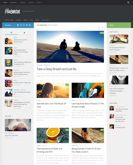 Hueman featured free magazine WordPress theme 