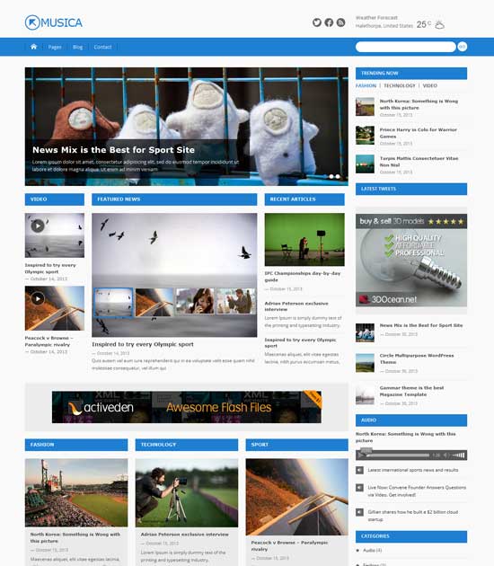 Musica – a free nice free magazine WordPress theme