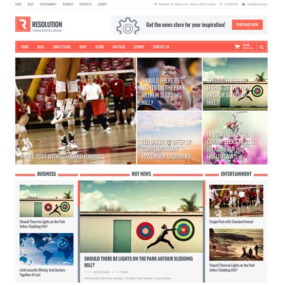 Resolution bootstrap free magazine WordPress theme