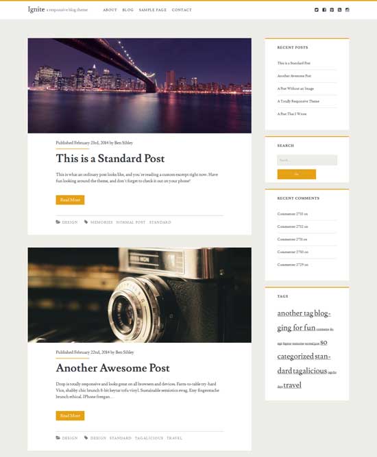 ignite - personal blog theme