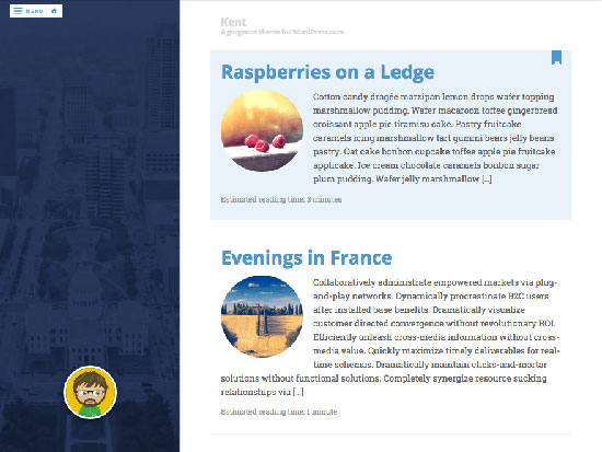 Kent clean free WordPress personal blog theme