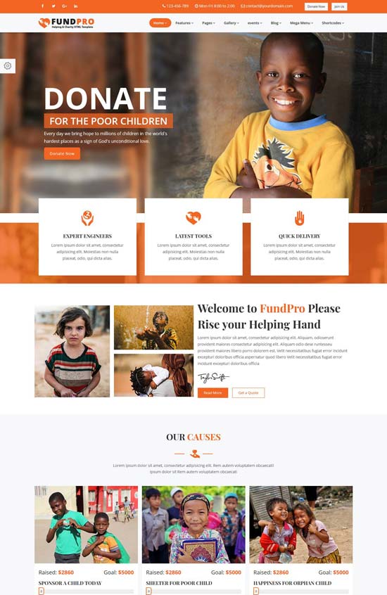 fundpro charity bootstrap template