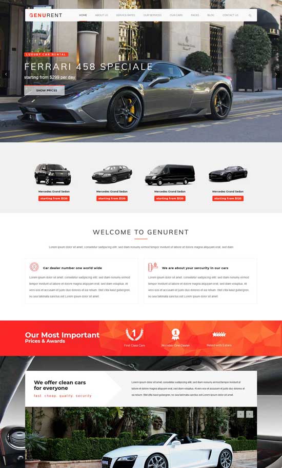 genurent car hire wordpress 
