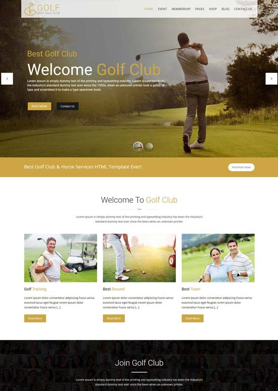 golfclub golf course html template