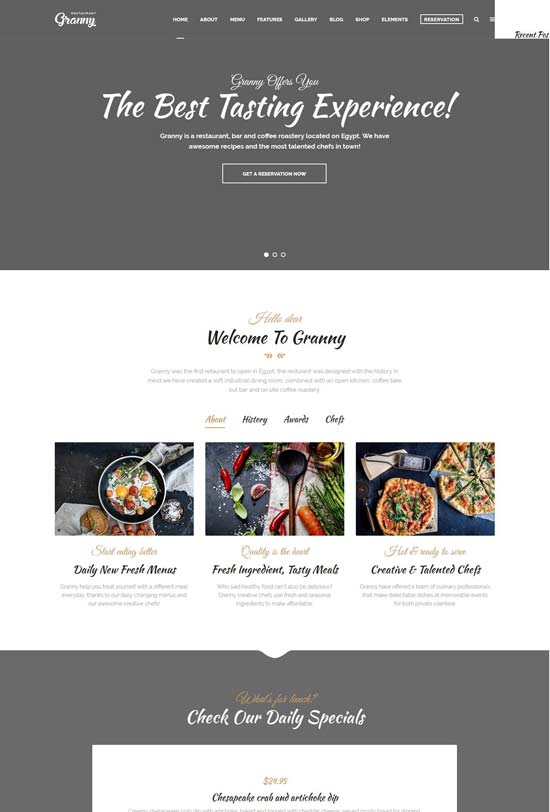 granny elegant restaurant html template