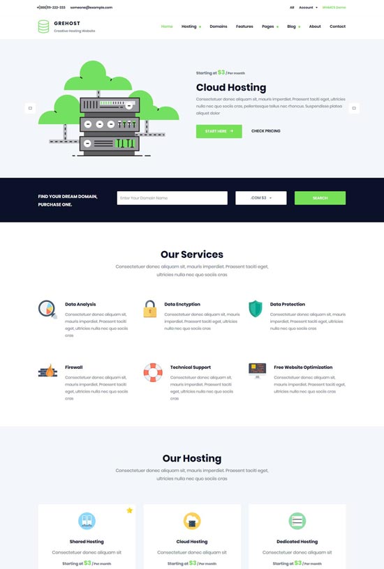 grehost html web hosting template