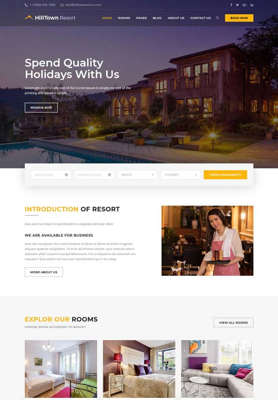 hilltown hotel html template