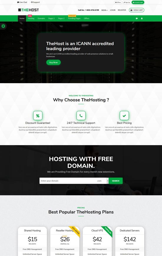 host bootstrap web hosting template