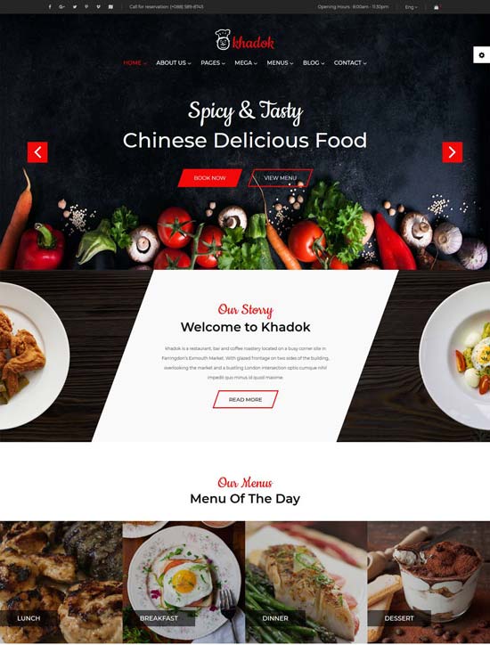khadok restaurant responsive html template