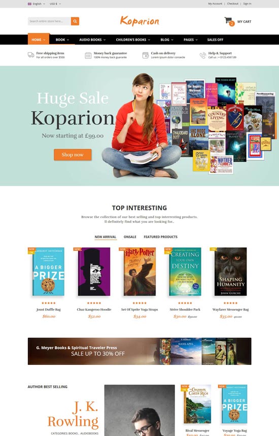 koparion book shop html template