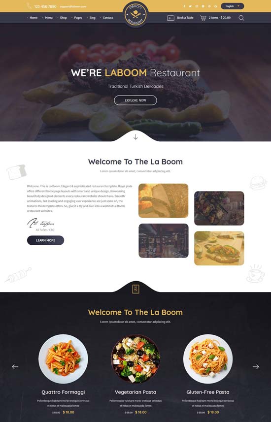 la boom restaurant bistro html template