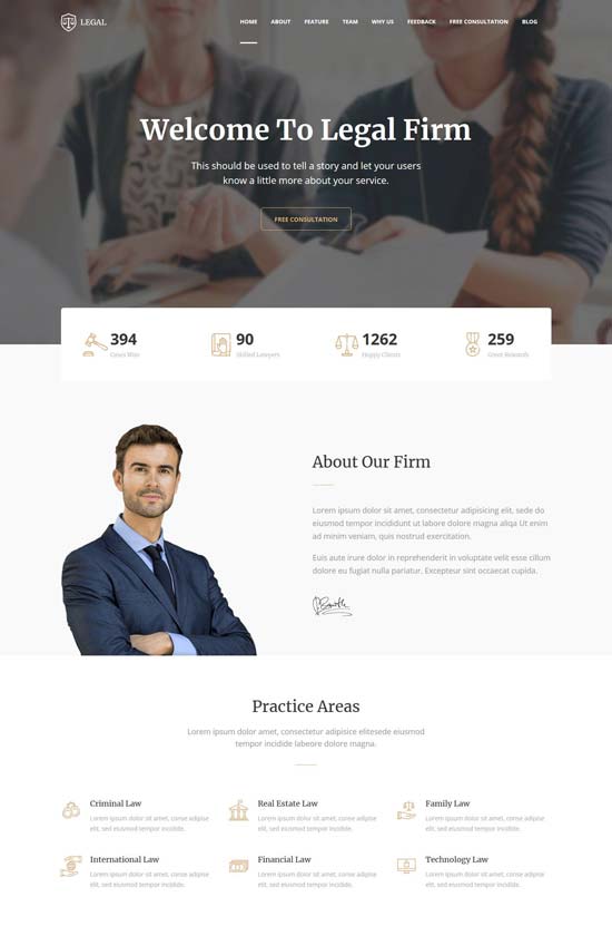 legal firm onepage html template