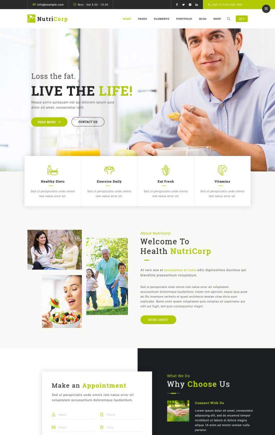 nutricorp nutrition wordpress theme 