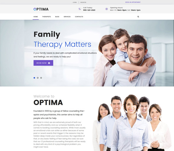 optima family therapy wordpress theme