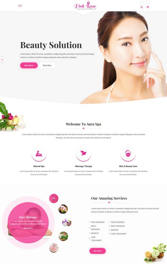 pink rose spa beauty salon templates