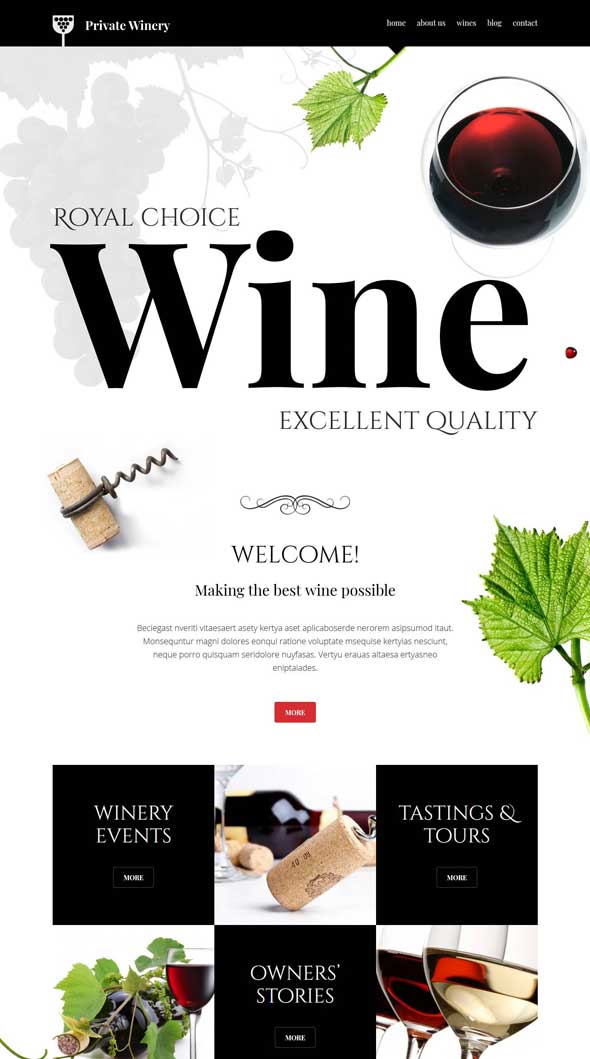 private winery wordpress theme