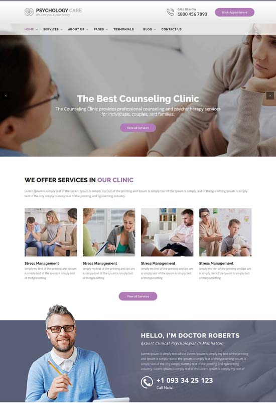 psychology care counseling html template