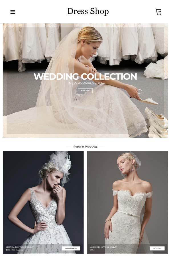 Dress Shop - Sophisticated Wedding Dress Online Shop Shopify Theme