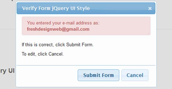 Modal Confirmation Dialog Form Submit Javascript and jQuery