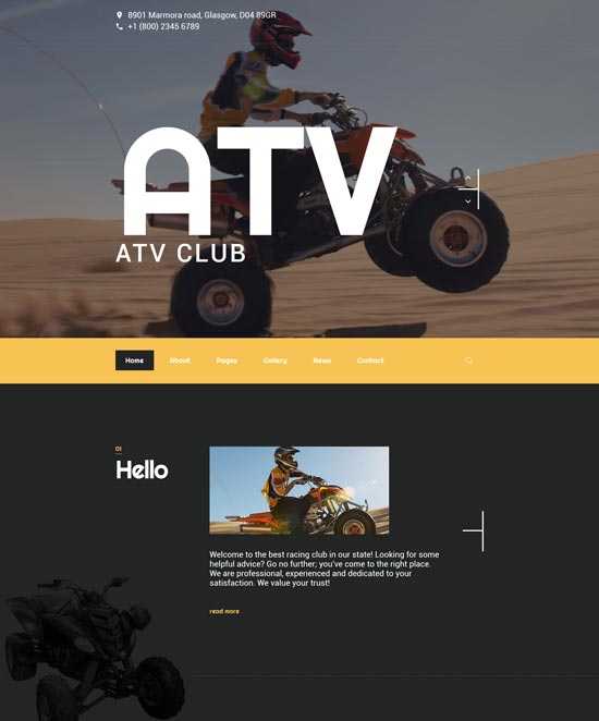 atv club free sports joomla template