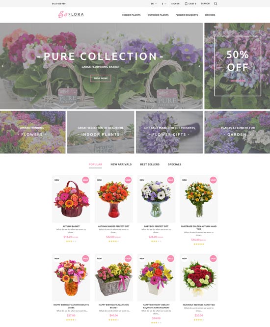 beflora flower shop free prestashop template