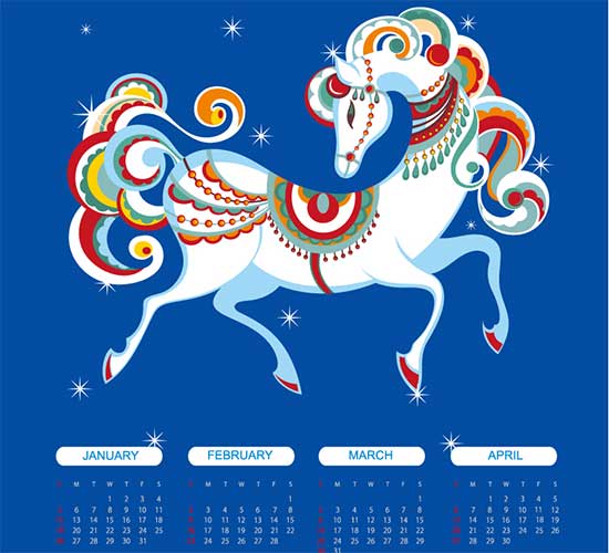 Free Calendar 2014 Pattern Horse Vector