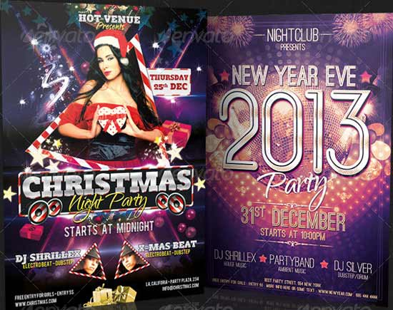 Christmas Night & New Year Eve Party Flyer Bundle