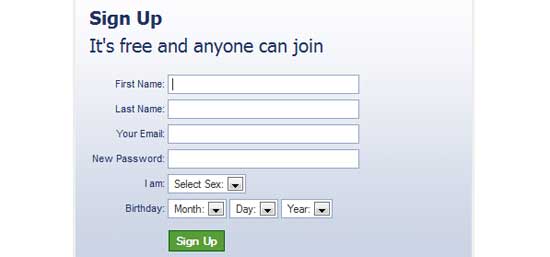 Facebook-like jQuery Registration form