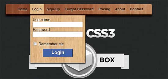FormBox – A jQuery & CSS3 Drop-Down Menu