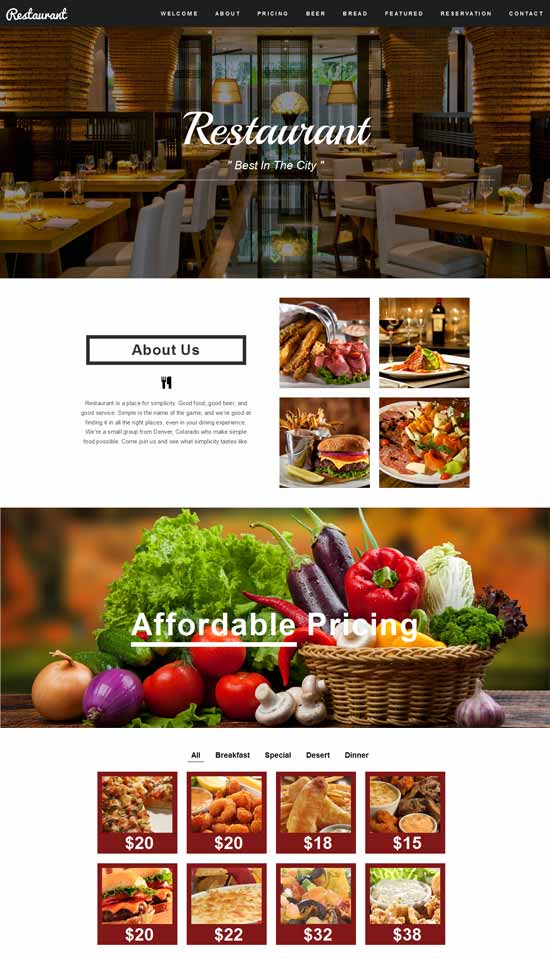 Best Restaurant Cafe Website Templates Page Of Freshdesignweb