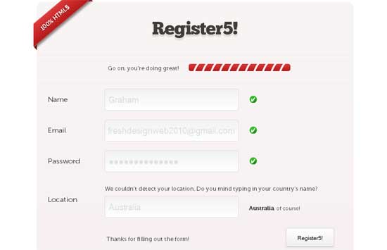 Register5 HTML5 Register Form